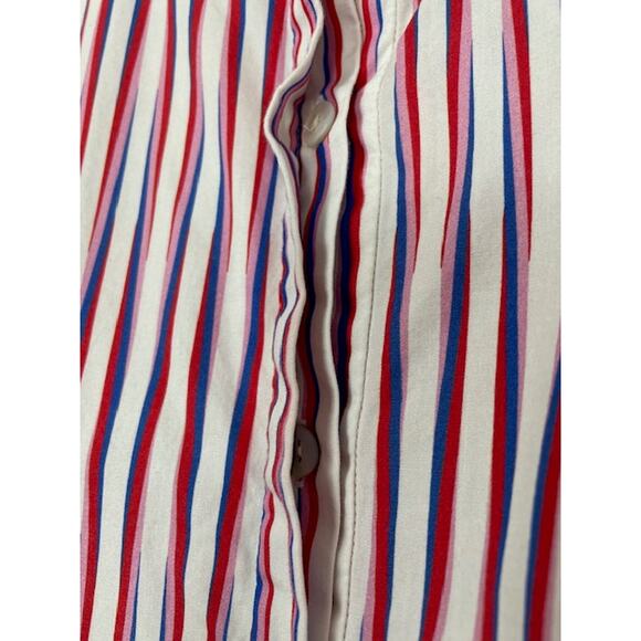 SALONI Ashley Mini Dress Optic Stripe Blue Pink Red Tiered Oversize Cotton Beach - Picture 8 of 16